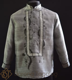 Black-Silver Organza Barong Tangalog 3537