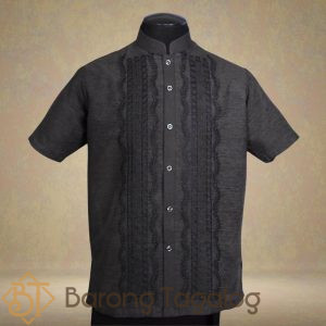 Short Sleeves Black Barong Taglog 1065