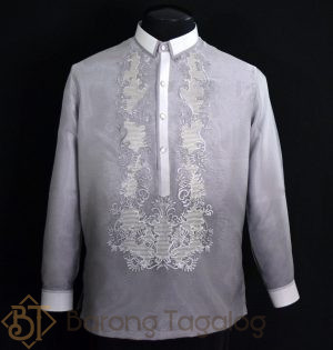 Monochromatic Gray Organza Barong Tagalog 3035