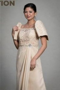 Custom Champagne Filipiniana Gown