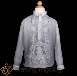 Boy's Monochromatic Gray Barong Tagalog 8135